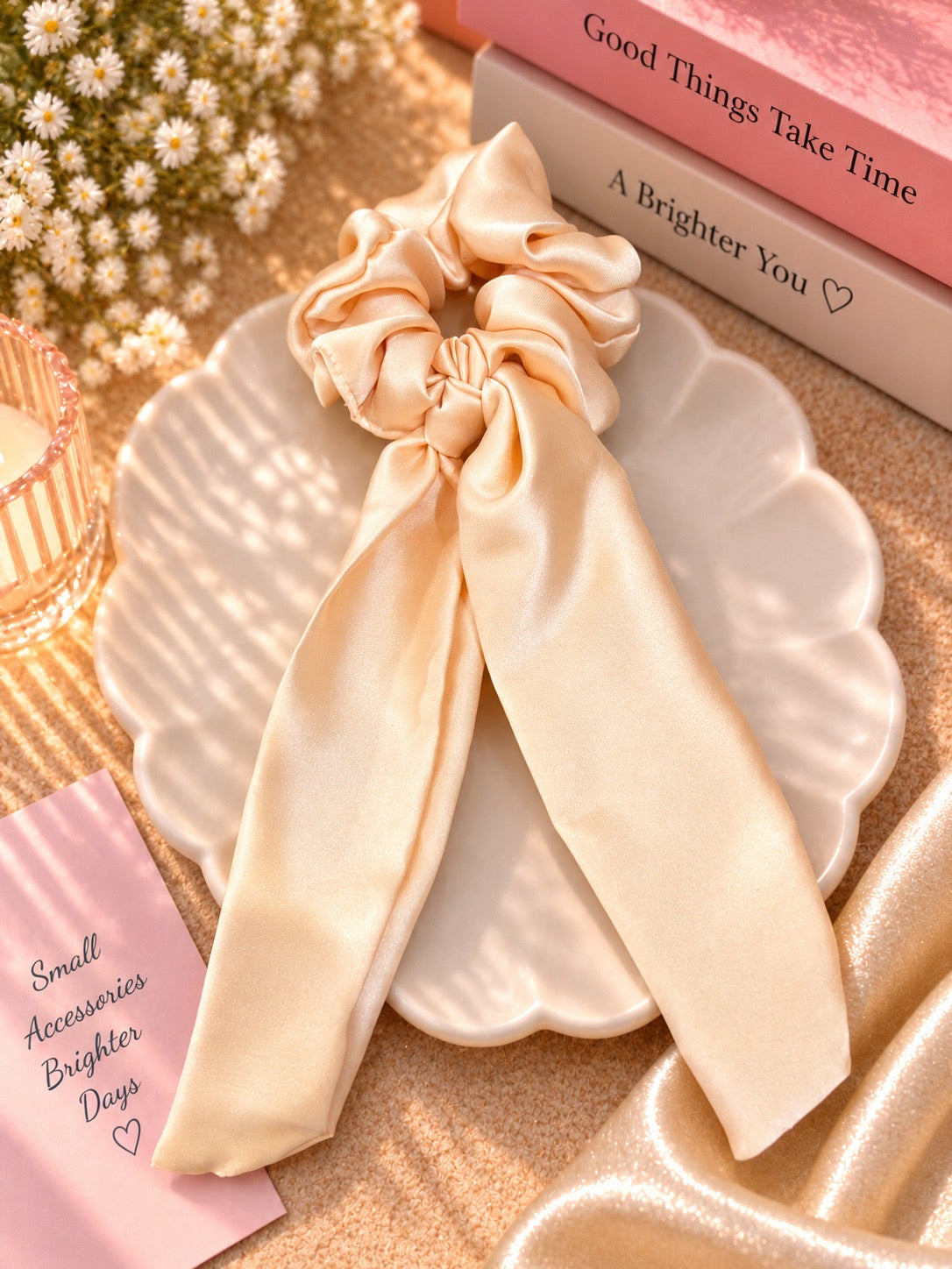 Peach Ribbon Scrunchie